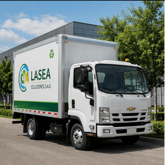 Vehículo con identificación de LASEA para transporte de materiales